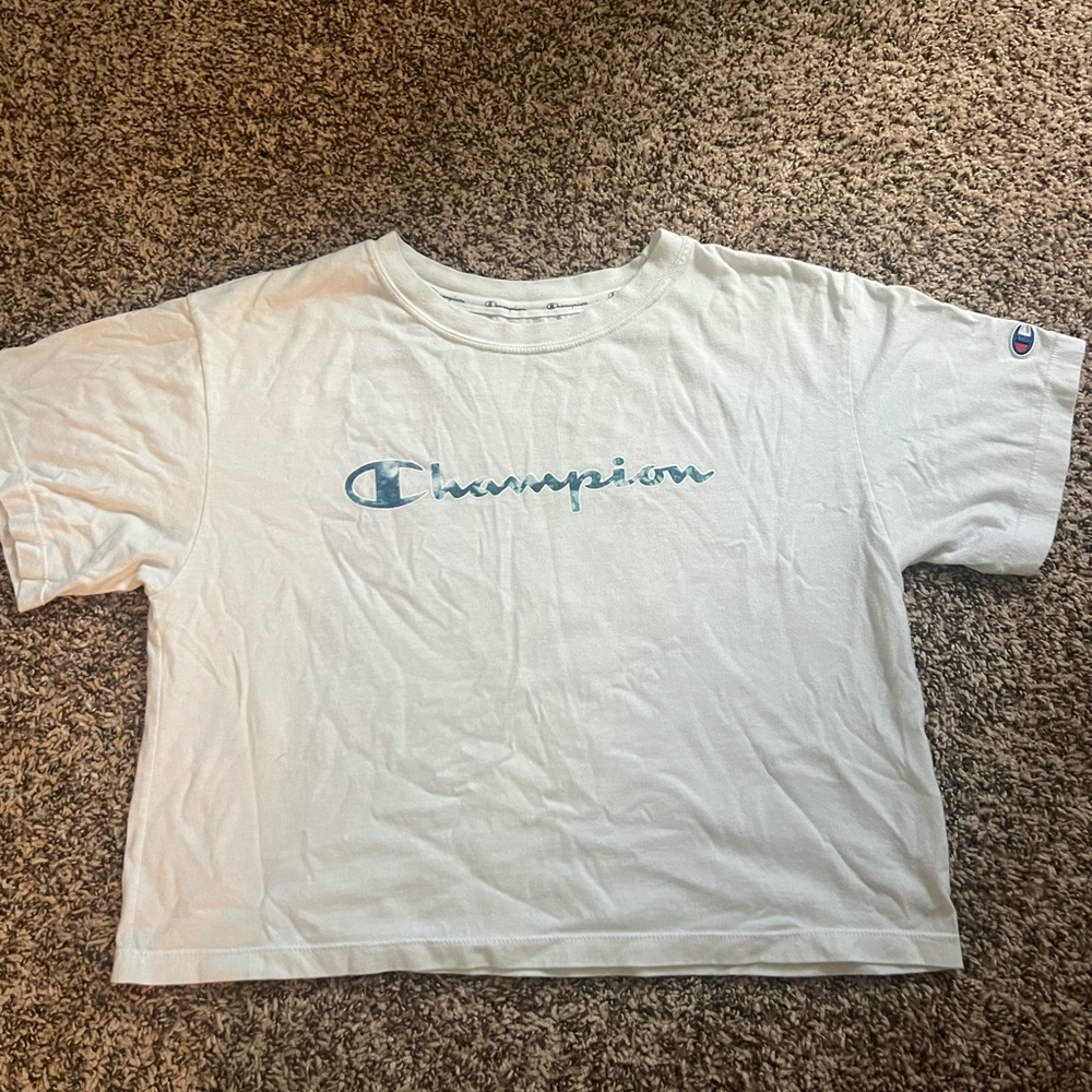 Short sleeve white champion crop tee